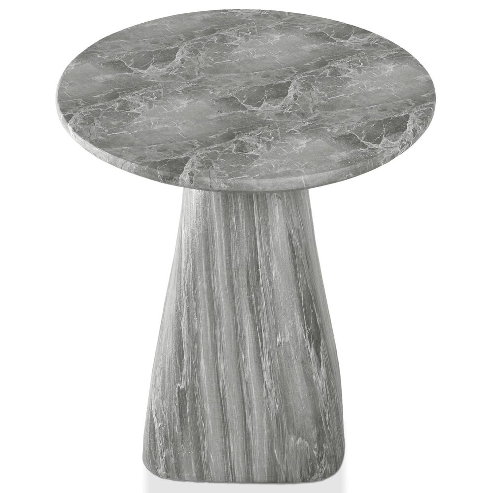 Furniture of America Karvyn 18" Marble Side Table in Gray, , large