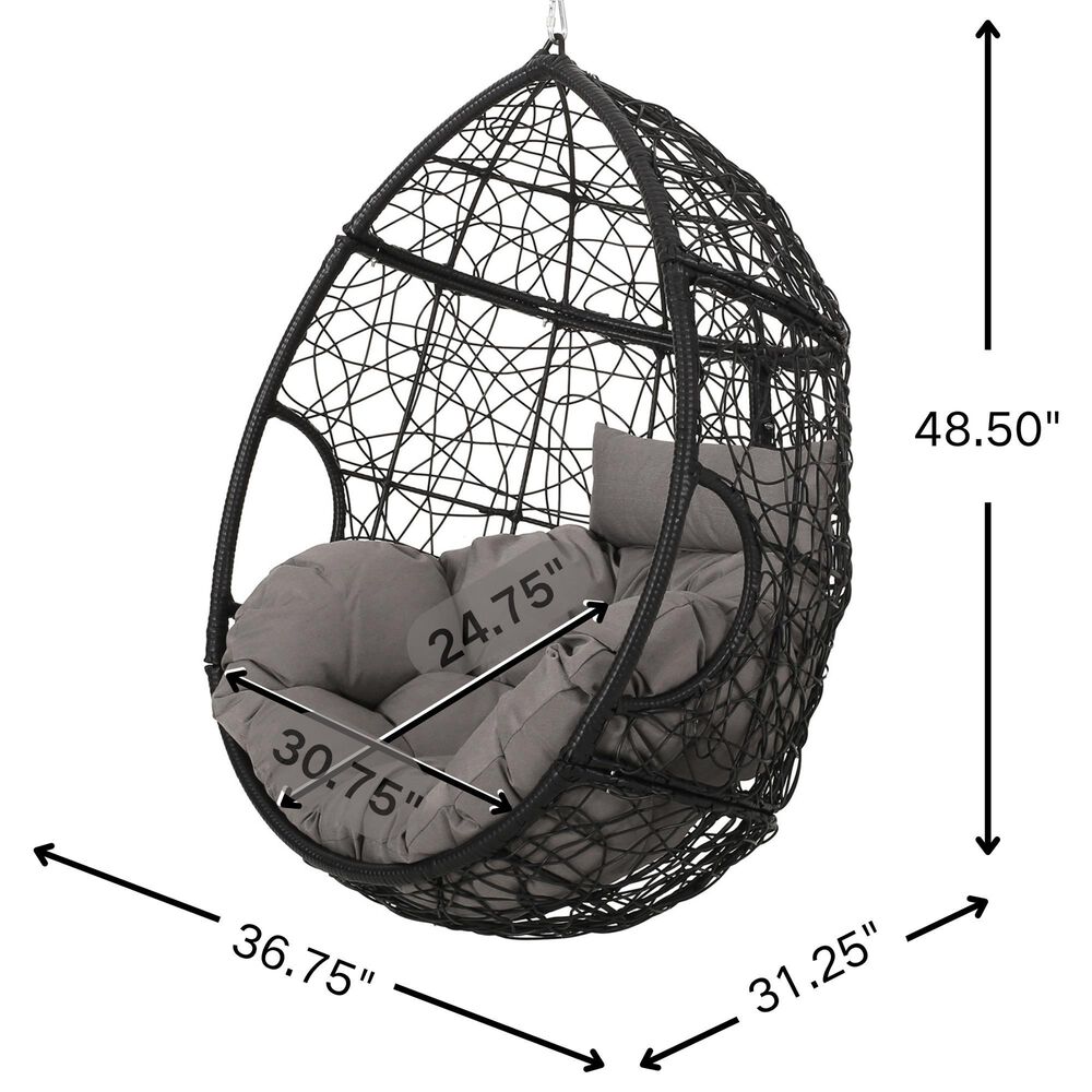 Hearth and Haven Castaic Outdoor Hanging Chair with Cushions in Light Gray, , large