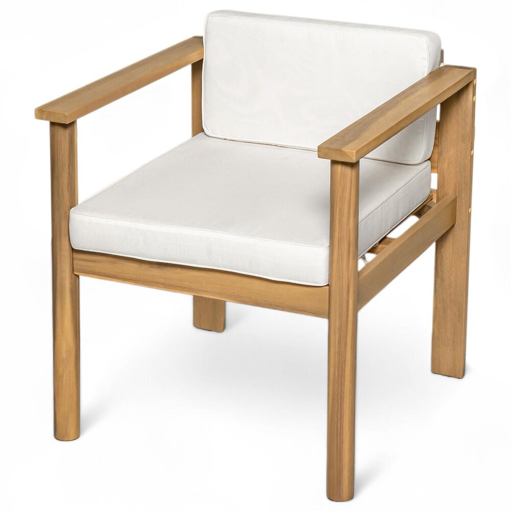 Hearth and Haven 7-Piece Outdoor Dining Set with Beige Cushions in Light Teak, , large