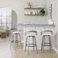 LumiSource Grotto 30" Swivel Barstool with White Faux Leather Upholstery in Light Grey and Black (Set of 2), , large