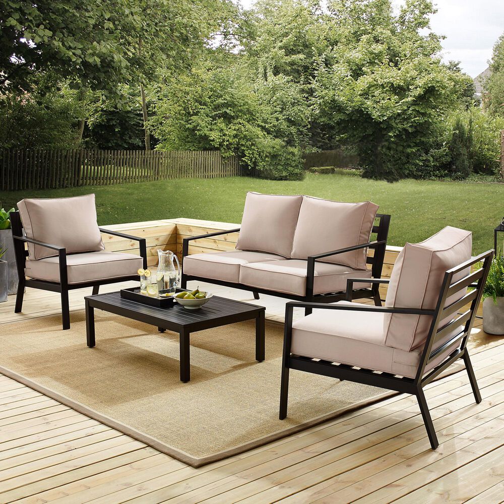 Accentric Approach 4-Piece Patio Chat Set in Black, , large