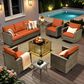 HOMLUX 8-Piece Outdoor Patio Furniture Set in Orange, , large