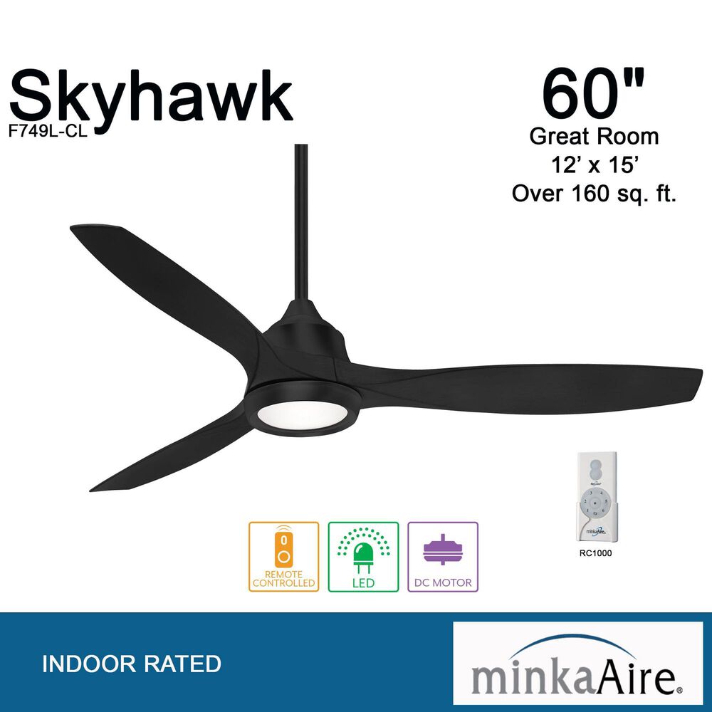 Minka-Aire Skyhawk 60" LED Ceiling Fan in Coal, , large