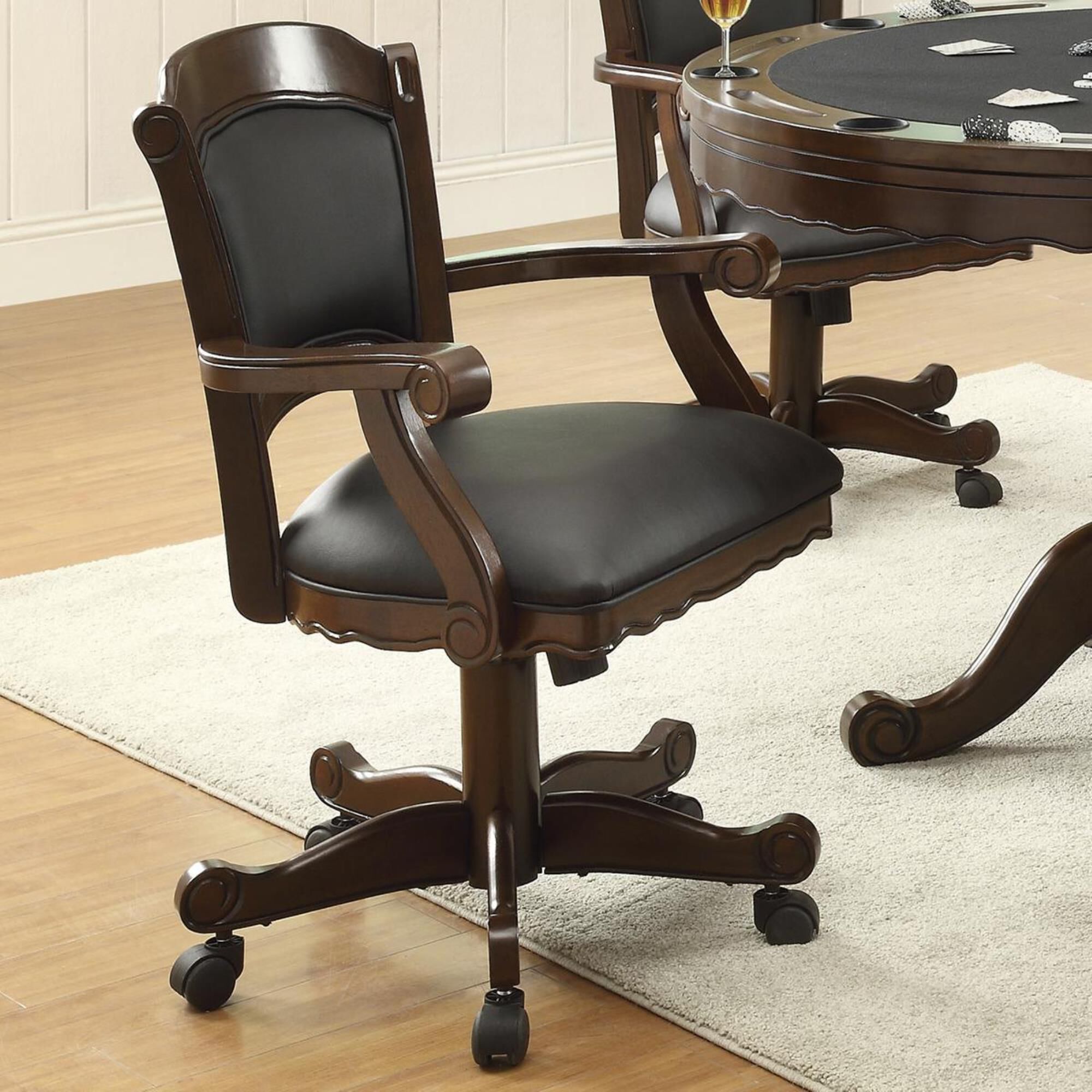 Game table and discount chairs with casters