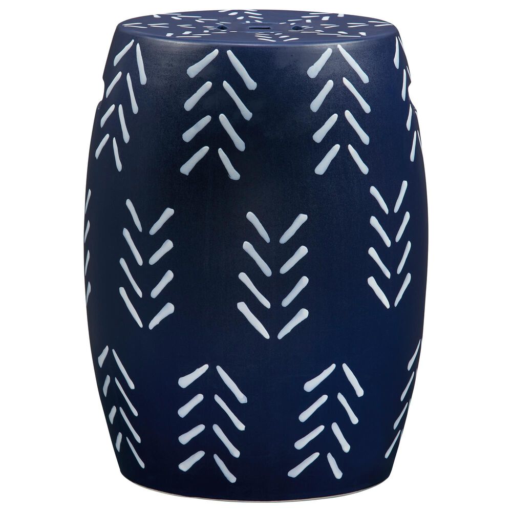 Ashley Genemore Ceramic Stool in Navy and White, , large