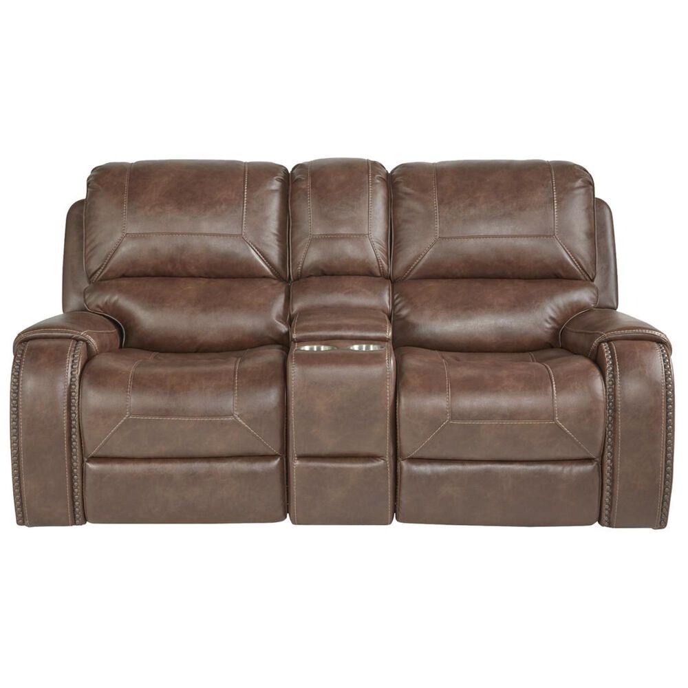 Prime Resources International Waylon Manual Reclining Gliding Console Loveseat in Mesquite, , large