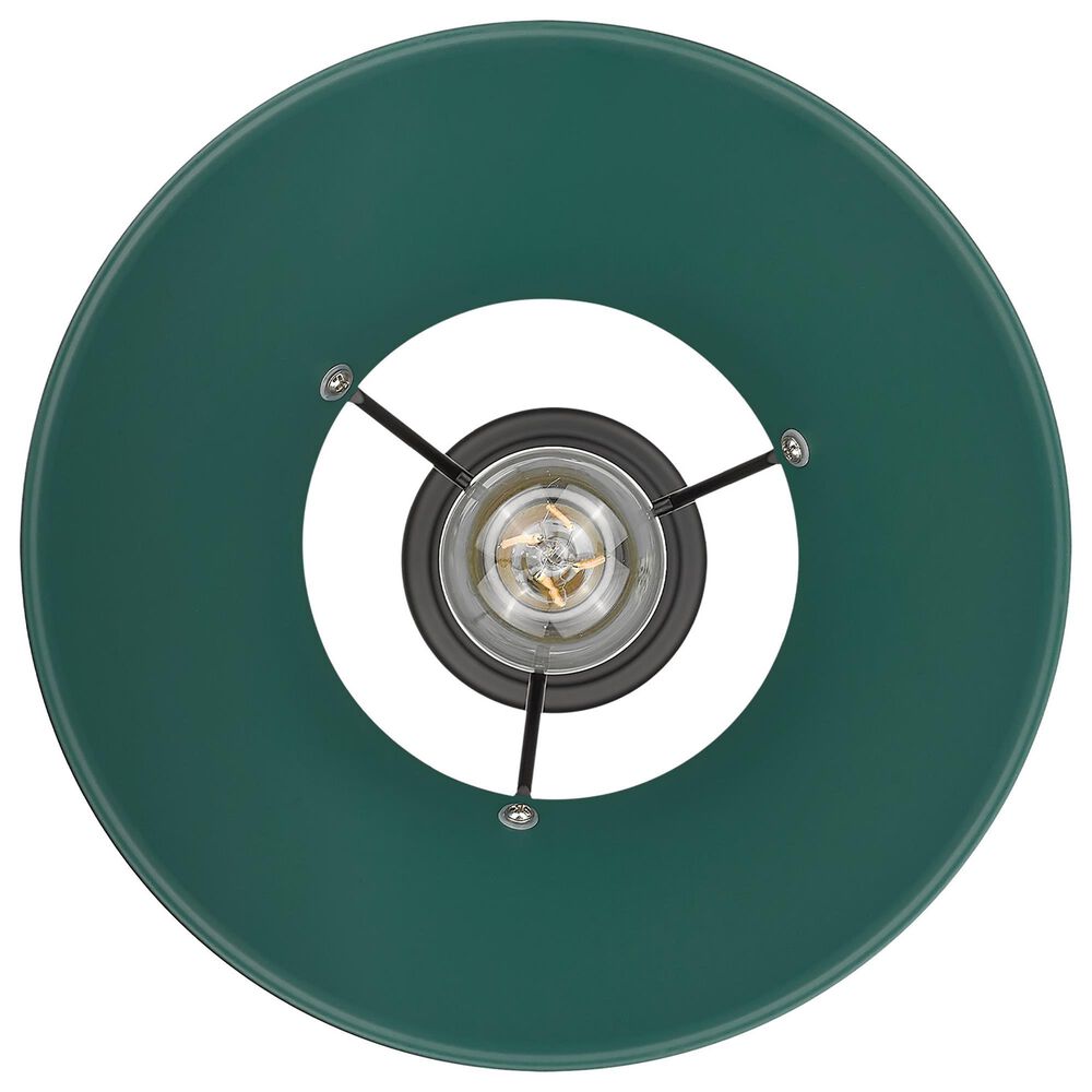 Golden Lighting Orwell 1-Light Medium Pendant with Pine Green Shade in Matte Black, , large