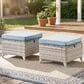 Sunwell Garden Outdoor Ottoman with Grayish White Rattan in Baby Blue (Set of 2), , large