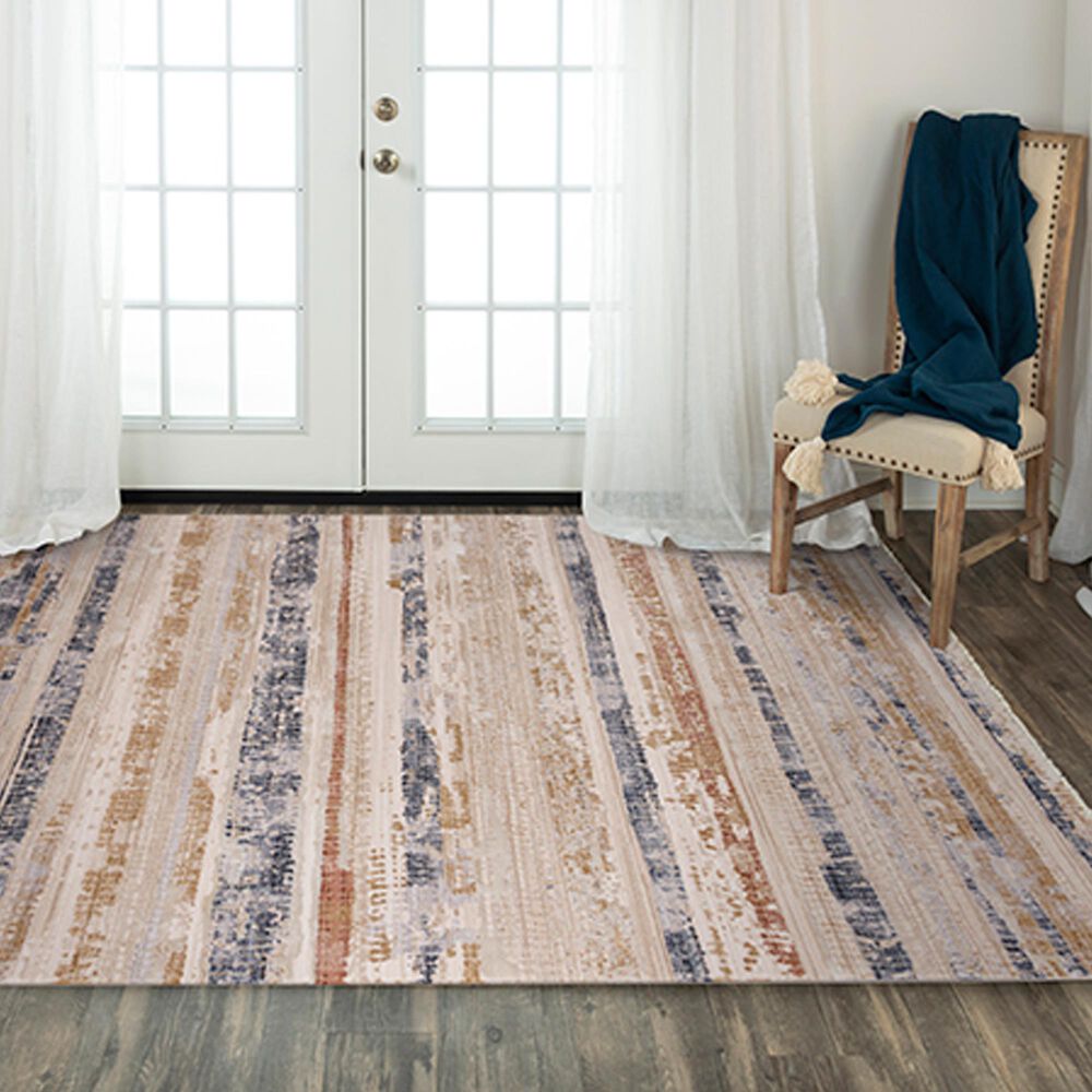 RIZZY Iconic ICO763 5&#39;3&quot; x 7&#39;9&quot; Neutral, Red and Blue Area Rug, , large