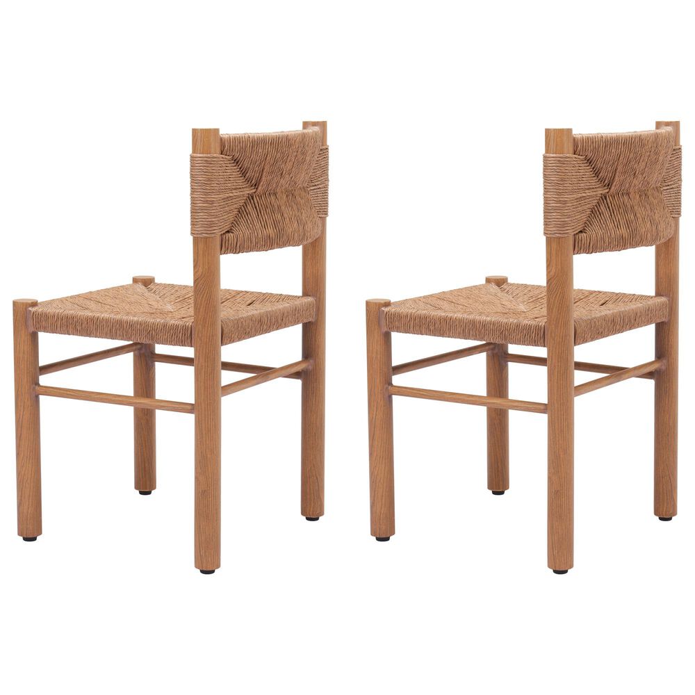 Zuo Modern Iska Outdoor Dining Chair in Natural (Set of 2), , large