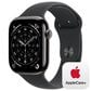 Apple Watch Series 11 (GPS+Cellular) 46mm Titanium Case with Black Sport Band - S/M in Slate and 2-Year AppleCare+, , large