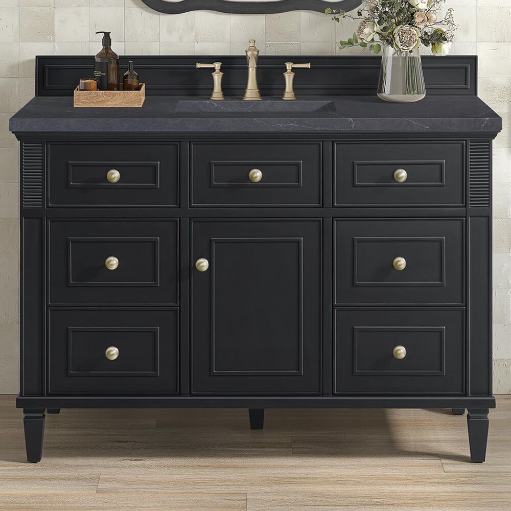 James Martin Vanities Lorelai 48&quot; Single Vanity in Black Onyx with 3 cm Charcoal Soapstone Quartz Top, , large