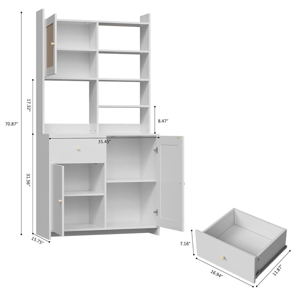 GARVEE 71" Kitchen Pantry Cabinet in White, , large