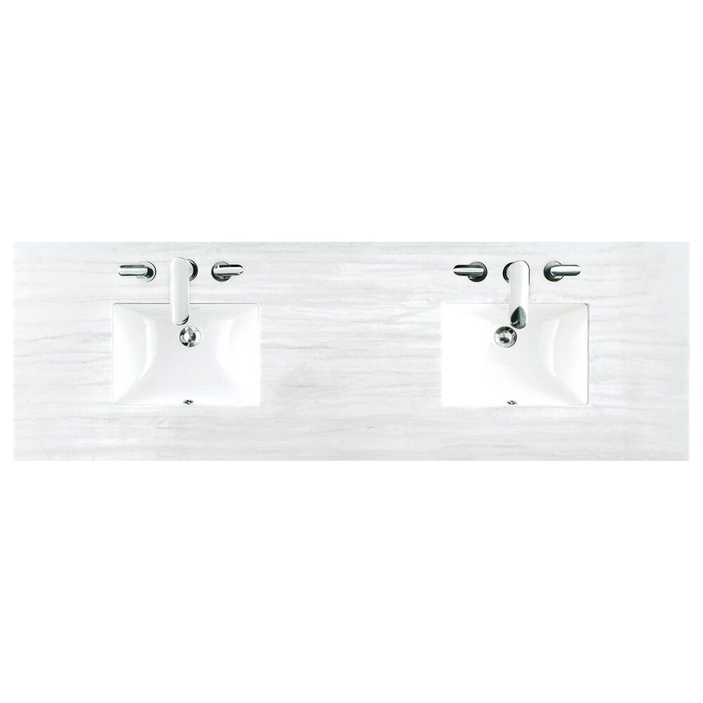 James Martin Vanities Bristol 72&quot; Double Bathroom Vanity in Whitewashed Walnut with 3 cm Arctic Fall Solid Surface Top and Rectangle Sinks, , large