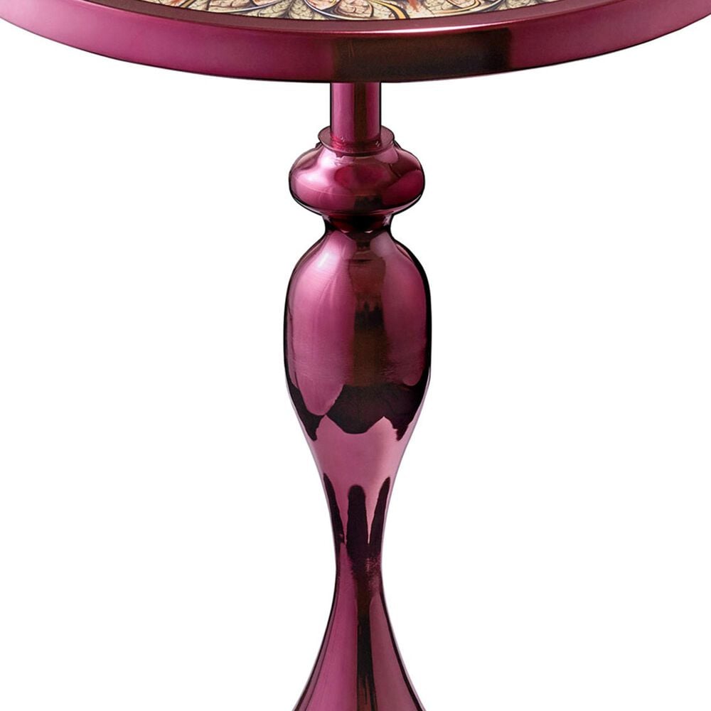 Furniture of America Gleam Round End Table in Polished Purple and Orange, , large