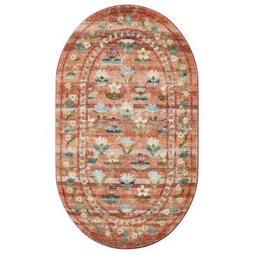 Rifle Paper Co. x Loloi Courtyard 2"3" x 3"9" Oval Hadley Terracotta Area Rug, , large