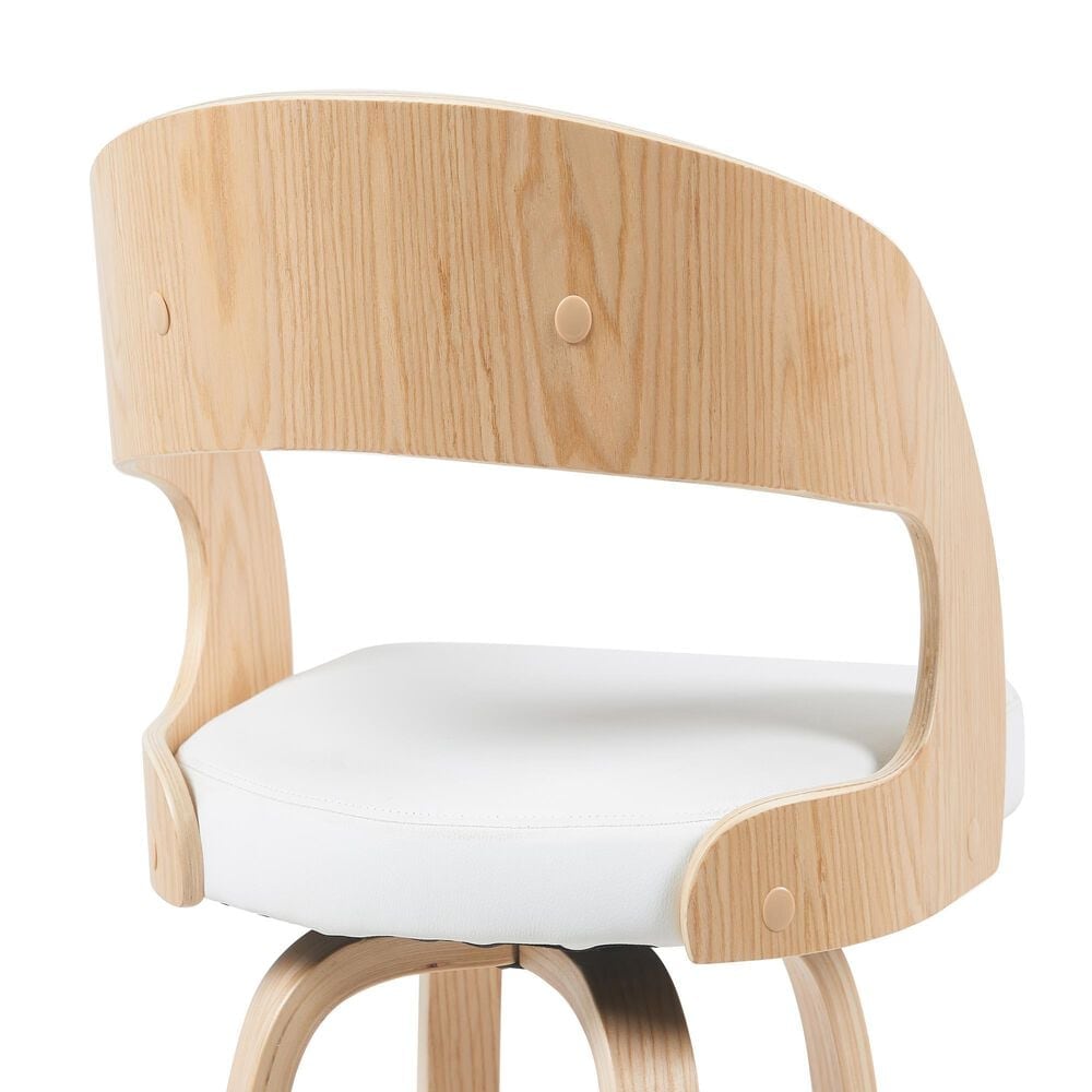 Armen Living Shelly Swivel Counter Height Stool in Oak, , large