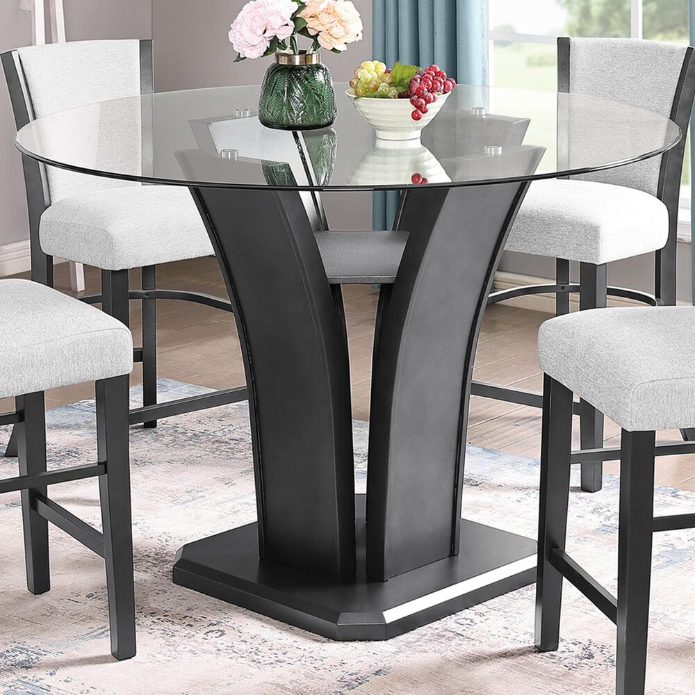 Crown Mark Camelia Counter Height 54&quot; Round Dining Table in Black - Table Only, , large