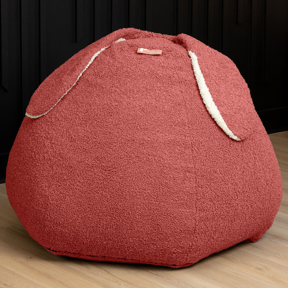 Jaxx HopSeat Bunny Oval Shaped Large Bean Bag Chair in Rosewood, , large