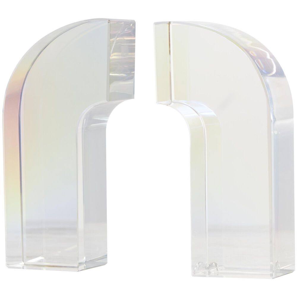 Maple and Jade Arched Geometric Decorative Bookend in Clear &#40;Set of 2&#41;, , large