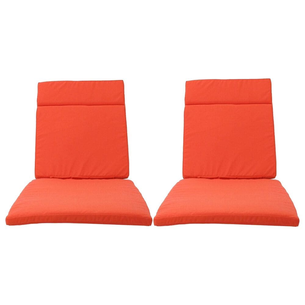 Hearth and Haven Salem 27.5&quot; x 79.25&quot; Outdoor Chaise Lounge Cushion in Orange &#40;Set of 2&#41;, , large