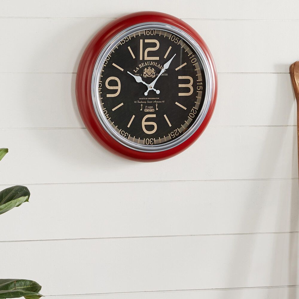 Maple and Jade 17&quot; Wall Clock in Brick Red, , large