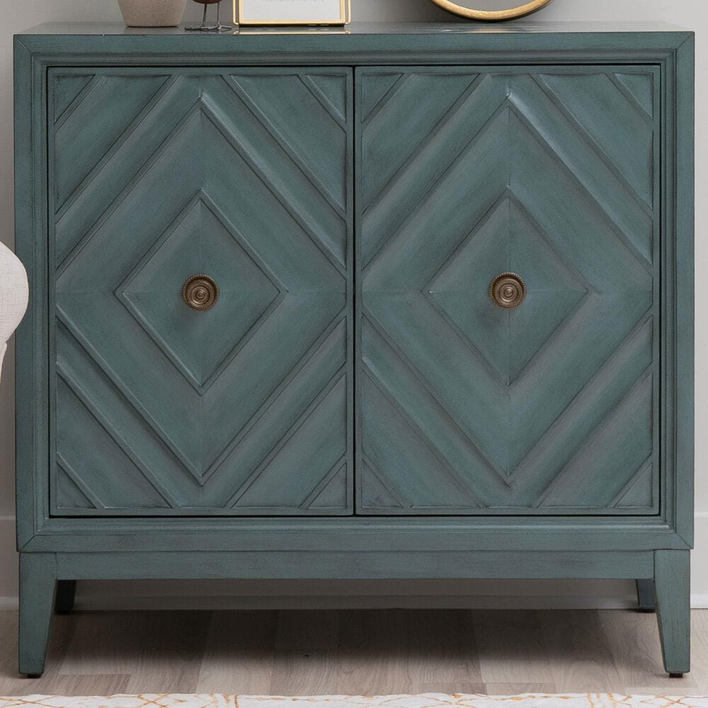 Linon Home Decor Dian Diamond 2-Door Cabinet in Blue, , large
