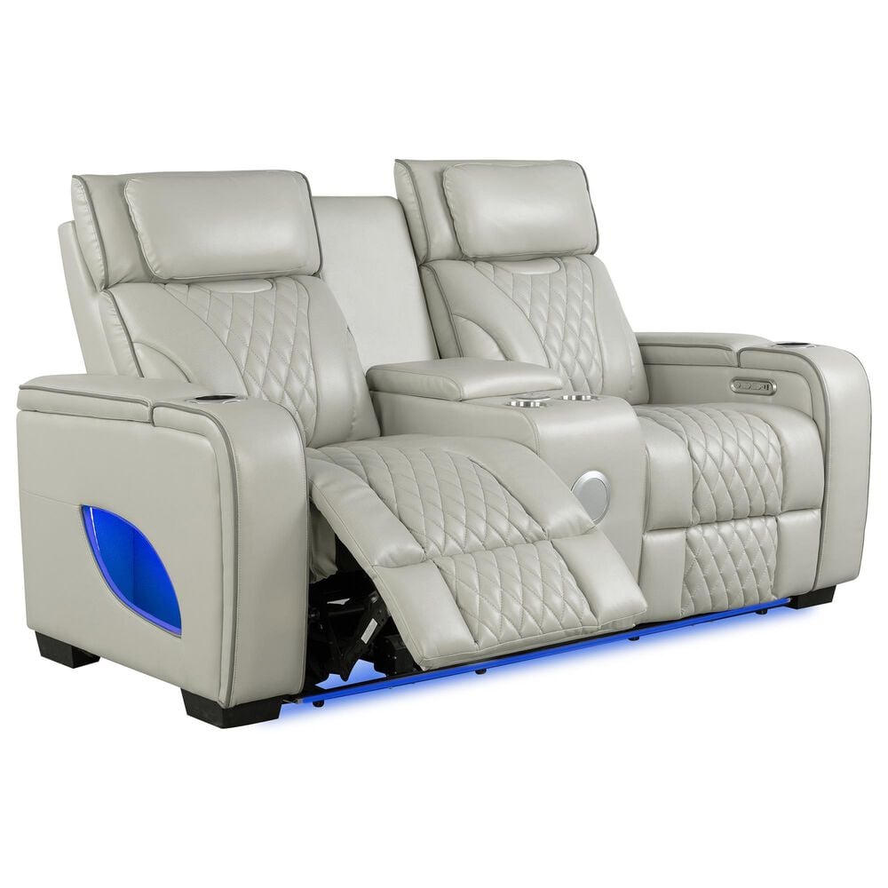Titanic Furniture All Star Power Reclining Loveseat with Power Headrest in Gray, , large