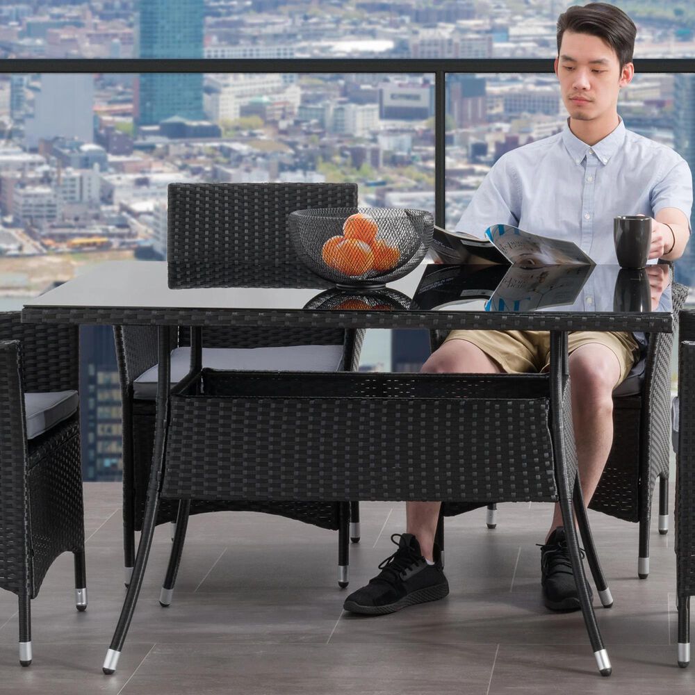 CorLiving Parksville Patio Dining Table in Black, , large