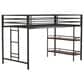 Hearth and Haven Adam Twin Loft Bunk Bed with Cinnamon Wood Shelf in Black, , large