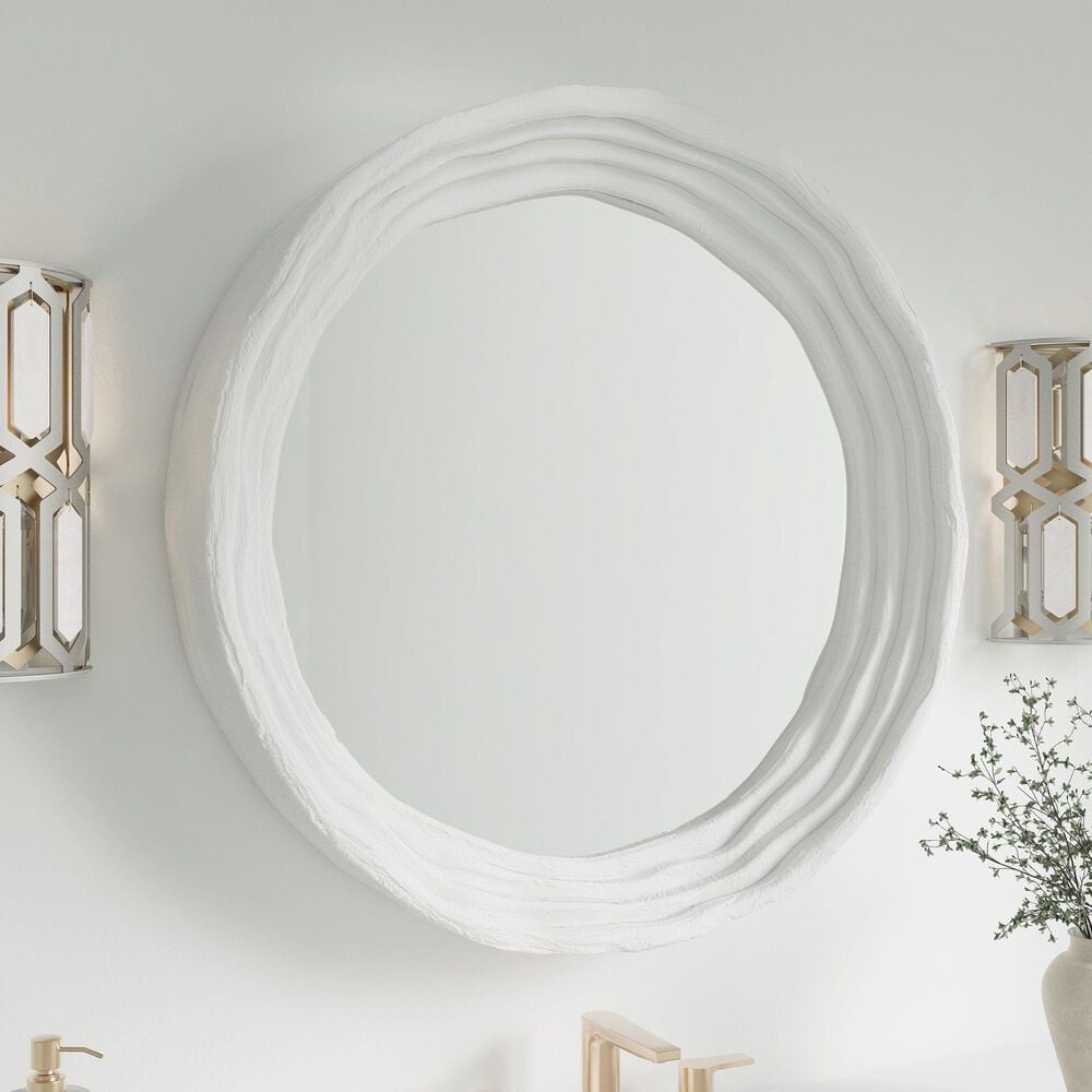 James Martin Terra 30&quot; Round Mirror in Limestone, , large