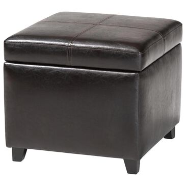 Baxton Studio Leather Cube Storage Ottoman in Dark Brown, , large