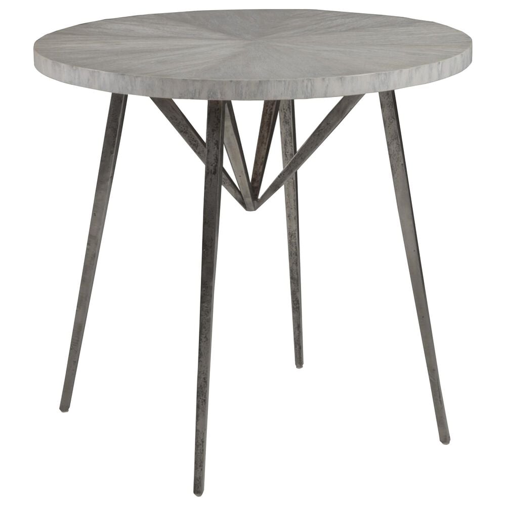 Artistica Metal Alfie End Table in Antique Iron, White and Gray, , large