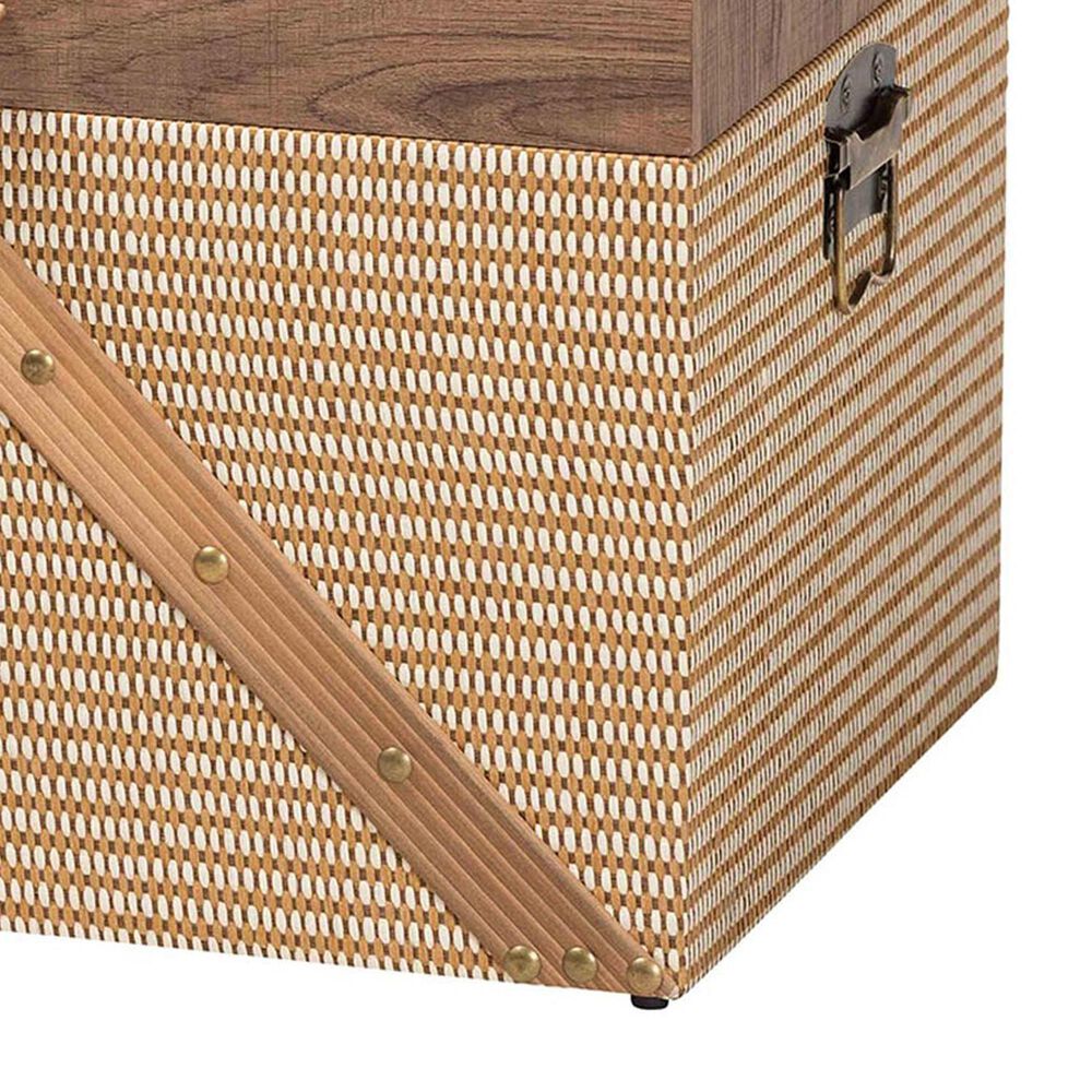 Baxton Studio Kande Storage Trunk with Hinged Top in Light Brown, Walnut and Bronze, , large