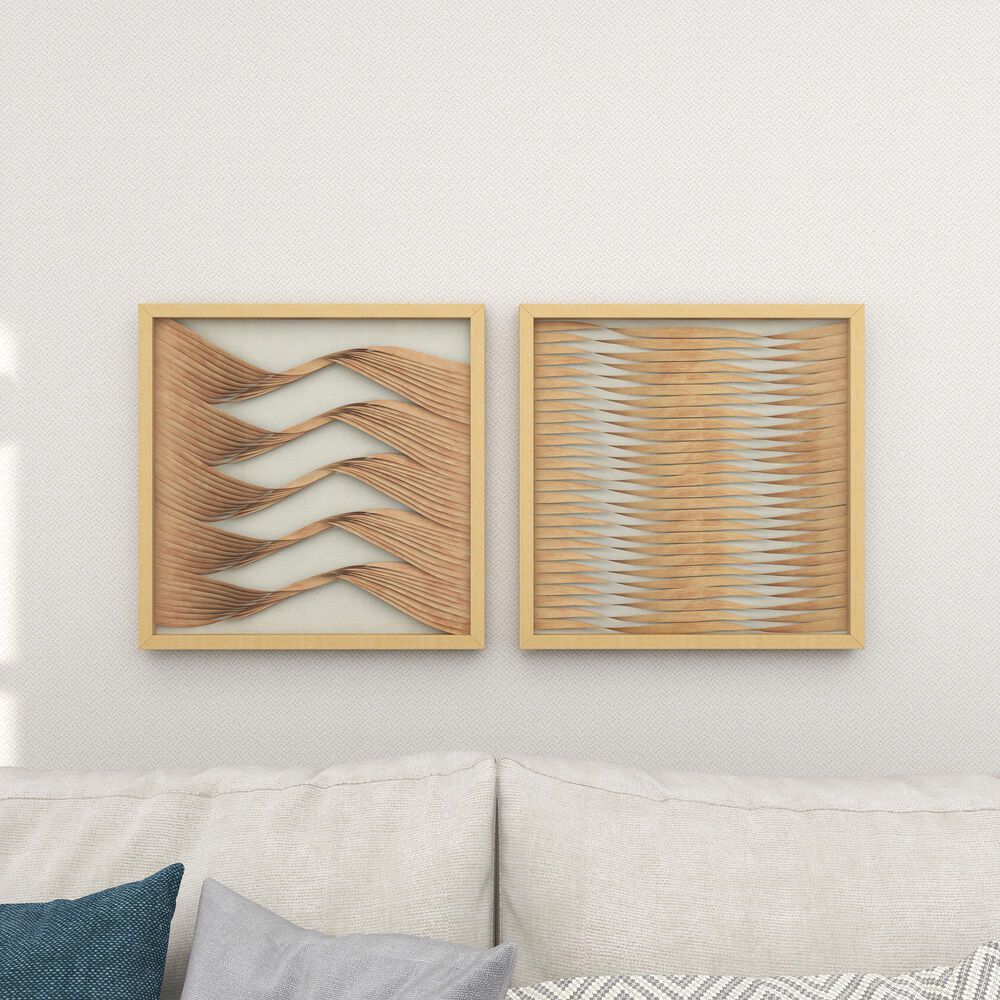 Maple and Jade 24&quot; x 24&quot; Abstract Framed Wall Art in Brown and Beige &#40;Set of 2&#41;, , large