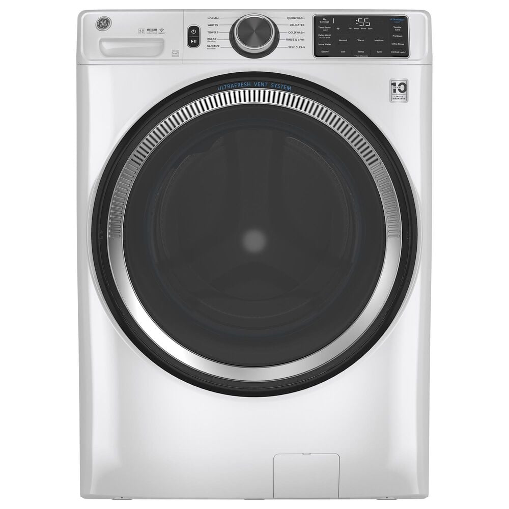 GE Appliances 4.8 Cu. Ft. Front Load Washer and 7.8 Cu. Ft. Electric Dryer Laundry Pair in White, , large