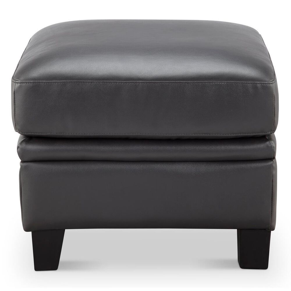 Italiano Furniture Fletcher Leather Ottoman in Charcoal Gray, , large