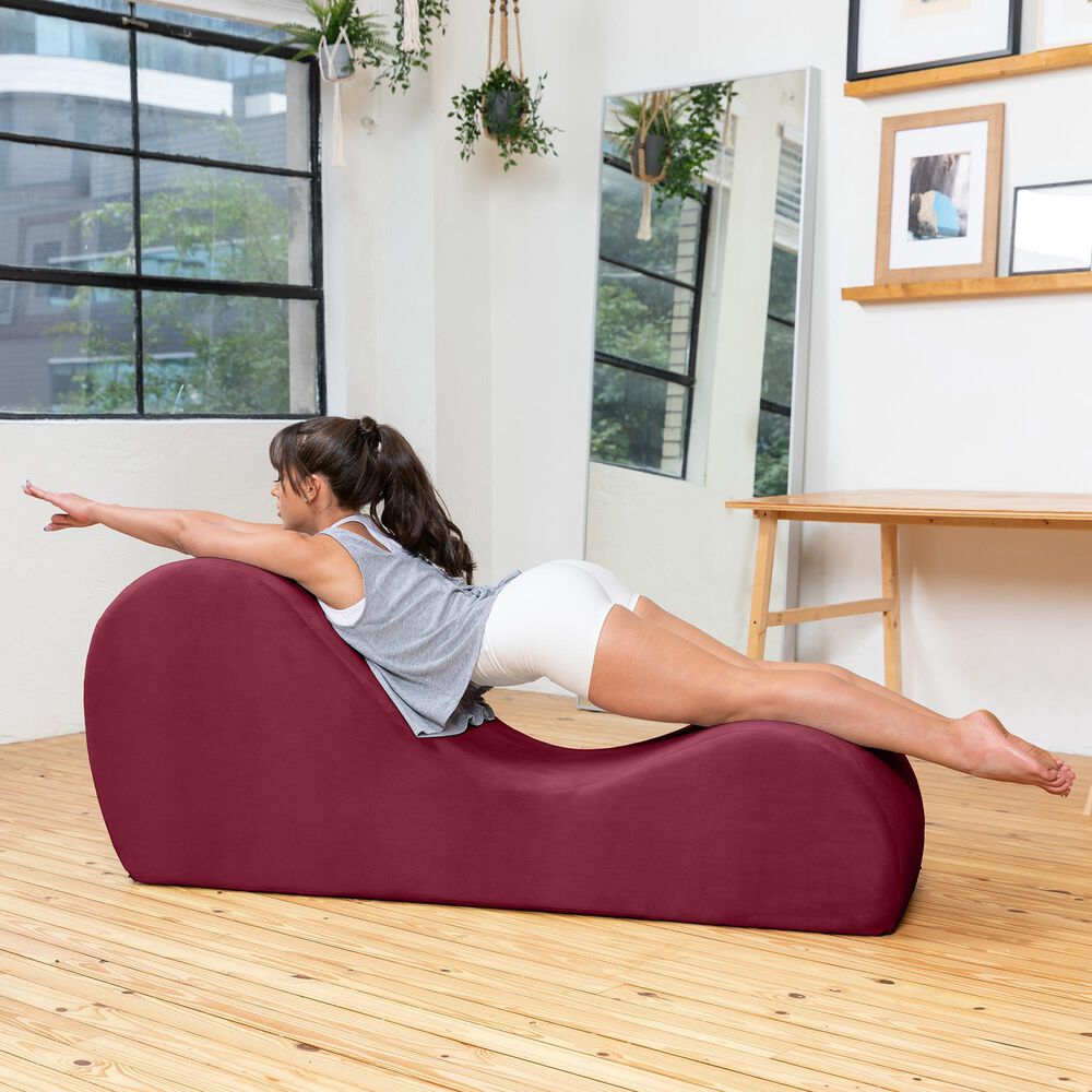 Jaxx Avana Chaise Lounge Yoga Chair in Merlot Velvet, , large