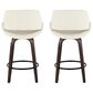 LumiSource Fabrico 26" Swivel Fixed-Height Counter Stool with Cream Noise Fabric Upholstery in Black and Glazed Walnut (Set of 2), , large