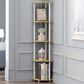 HOMLUX 5-Tier Modern Tall Corner Open Bookshelf in Beech and White, , large