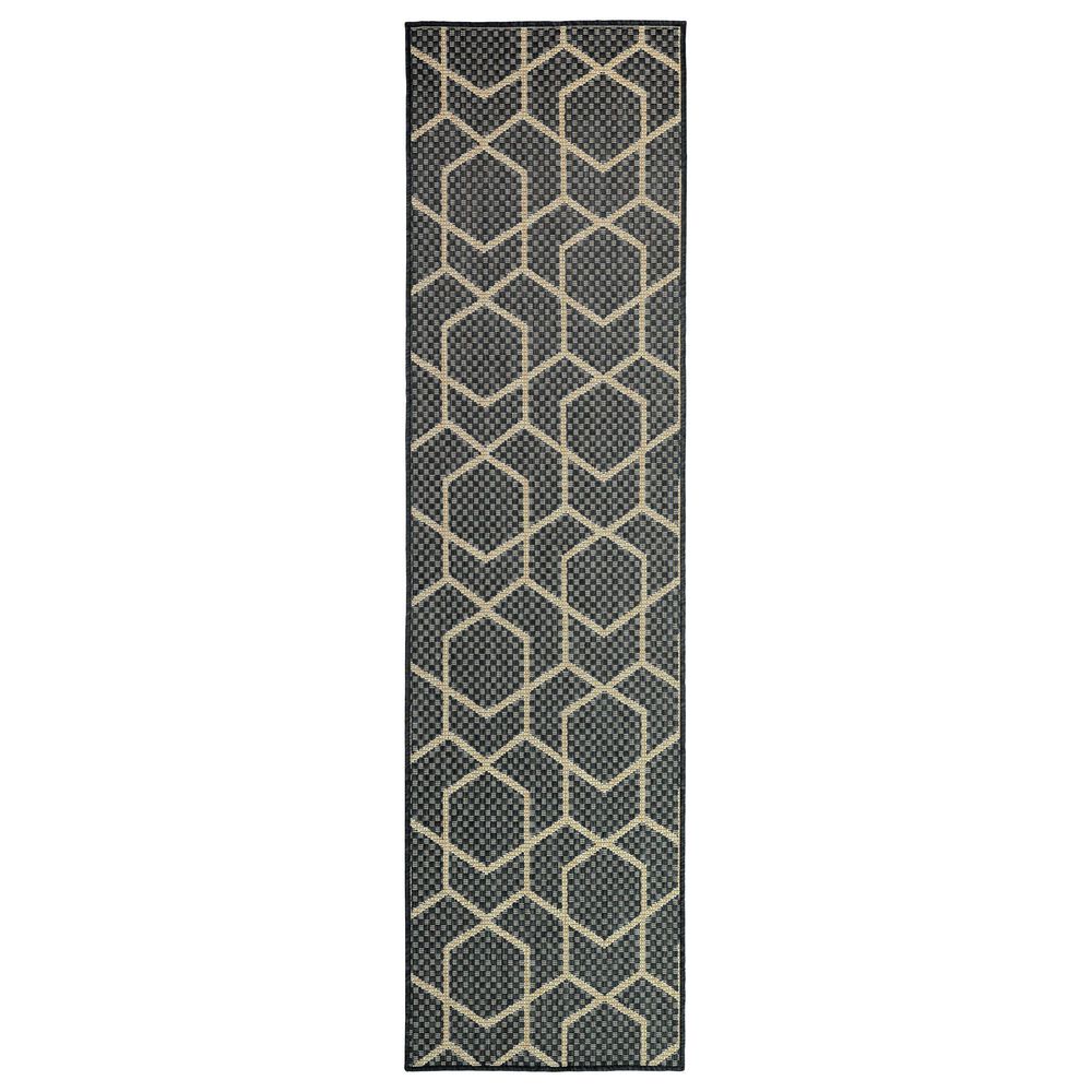 Nourison Horizon HOZ01 Charcoal 2"2" x 8" Indoor/Outdoor Runner, , large