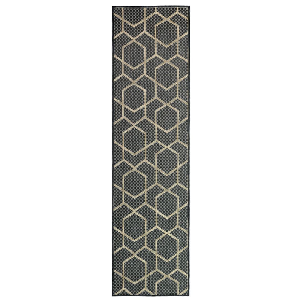 Nourison Horizon HOZ01 Charcoal 2"2" x 8" Indoor/Outdoor Runner, , large