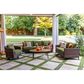 Ashley Horizon Hall Outdoor Sofa with Green Cushion in Brown, , large