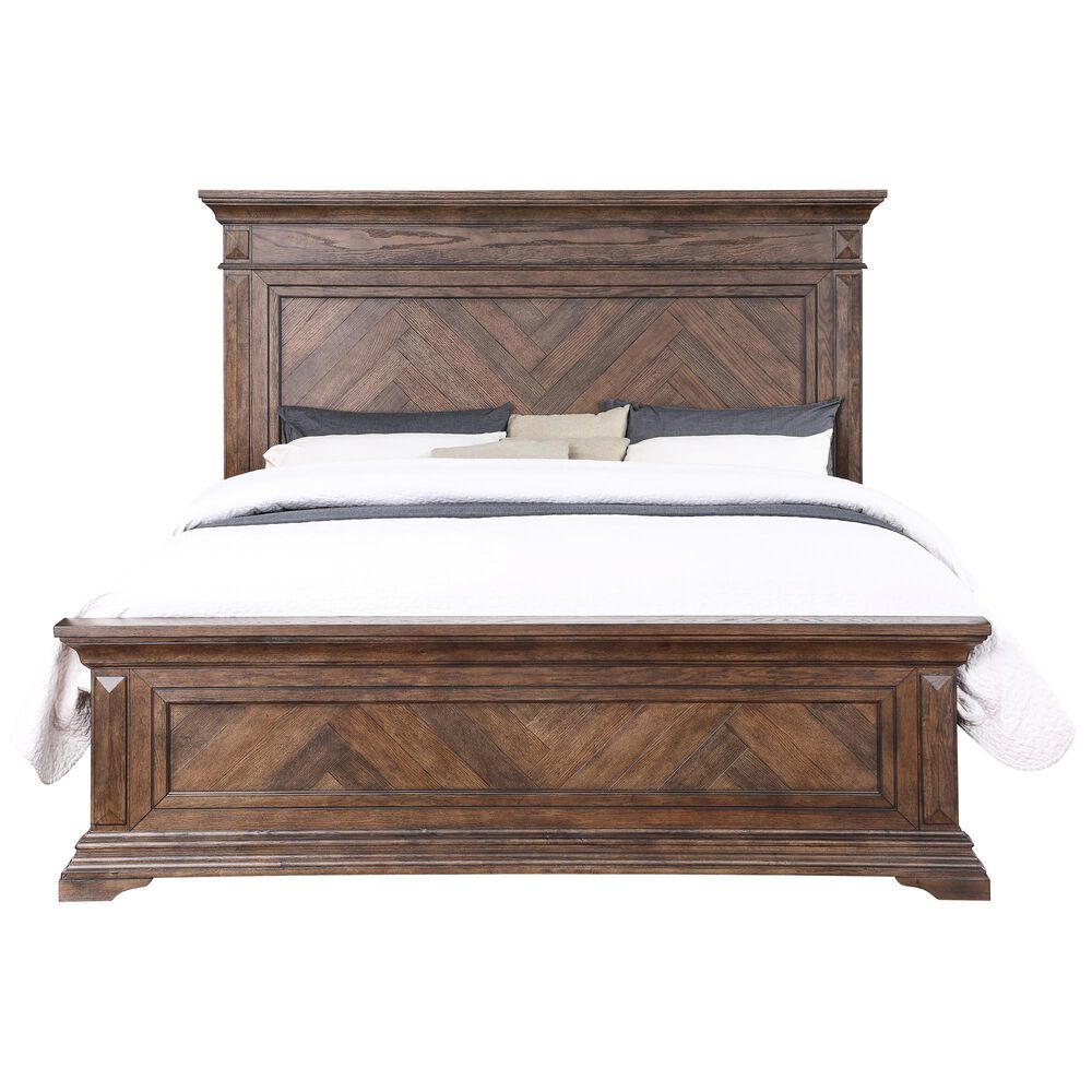 New Heritage Mar Vista King Panel Bed in Brushed Walnut with USB Ports, , large