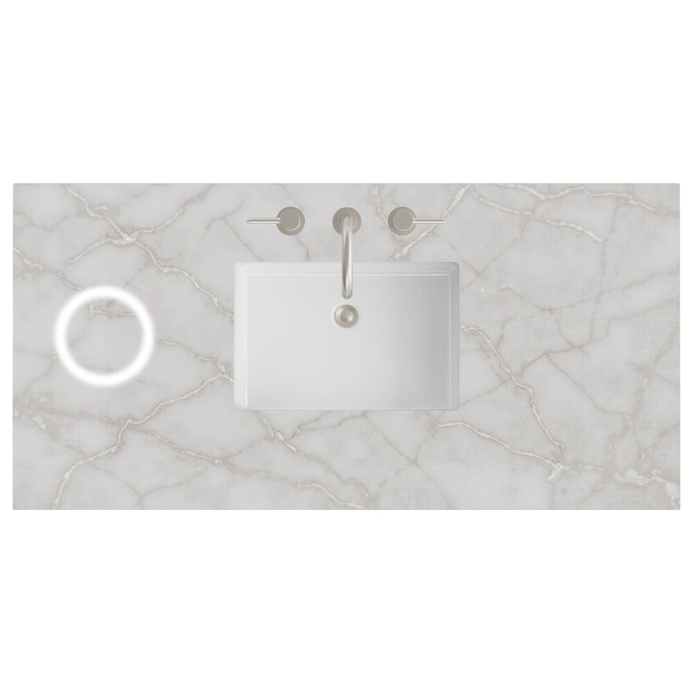 James Martin Vanities Lorelai 48" Single Bathroom Vanity in Bright White with 3 cm Eternal Jasmine Pearl Silestone Top, Rectangular Sink and FreePower Wireless Charger, , large
