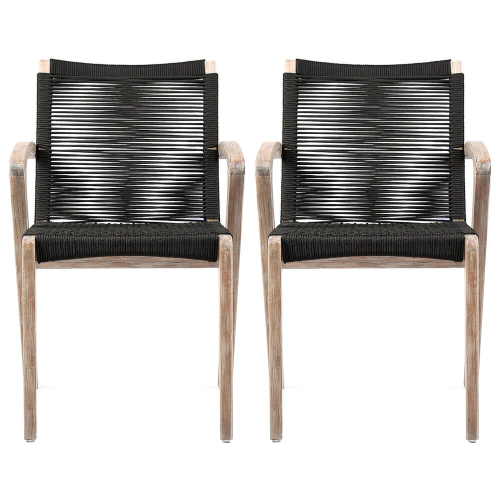 Blue River Nabila Outdoor Dining Chair with Charcoal Rope in Light Teak (Set of 2), , large