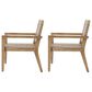 Hearth and Haven Outdoor Wood and Flat Wicker Club Chair in Light Brown (Set of 2), , large
