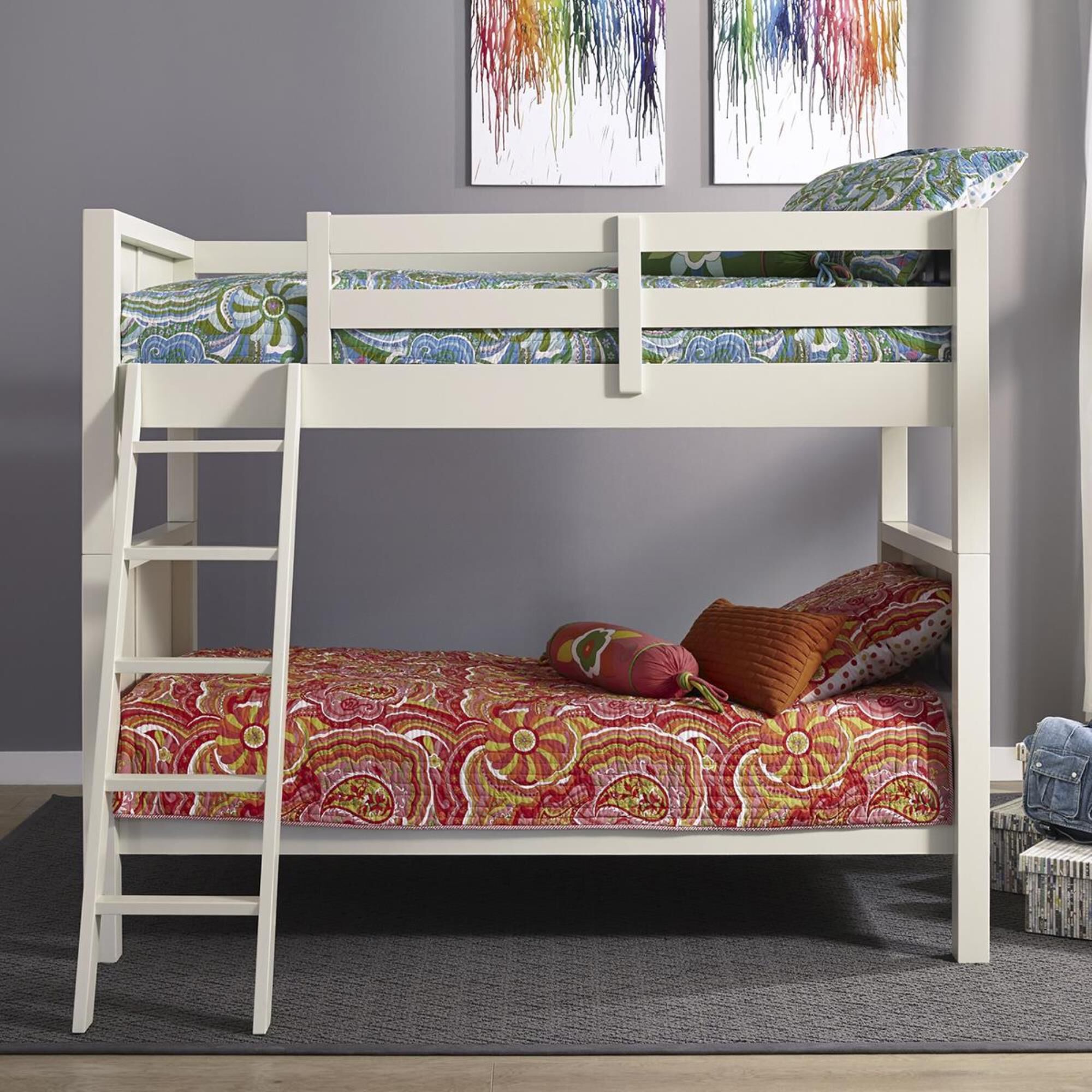 Home Styles Naples Twin over Twin Bunk Bed in Off white Nebraska