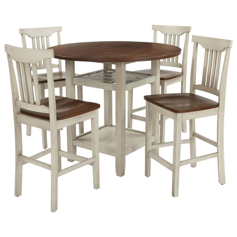 Valor Living Berkley 5-Piece Round Dining Set in Antique White, , large