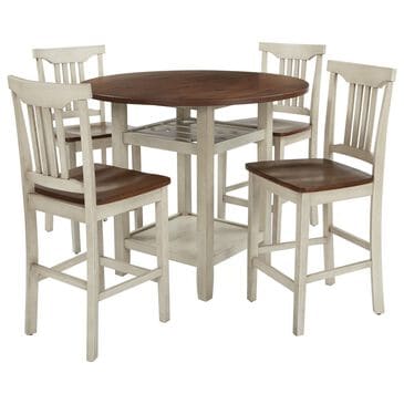 Valor Living Berkley 5-Piece Round Dining Set in Antique White, , large